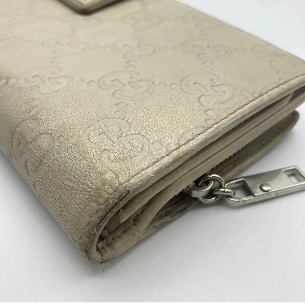🤍🔹️GUCCI🔹️ purse long Cow Leather wallet Guccissima ivory - Picture 10 of 17
